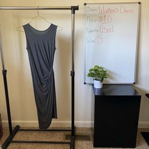 STELLA LUCE Women's Sleeveless Long Gray Wrap Dress with Waist Pull. Size S